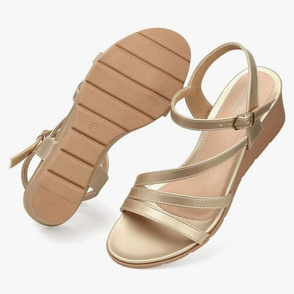 SHIBEVER Wedge Sandals for Women Comfortable Open Toe Sandal - NWOT